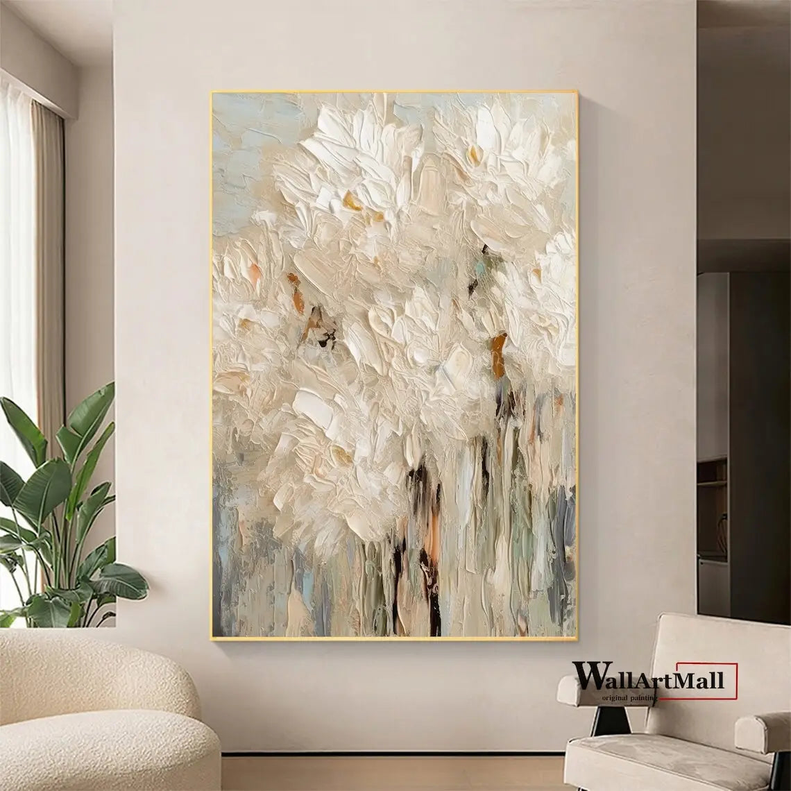 Large Abstract Black and Brown Minimalist Canvas Painting Wabi-sabi Handmade Painting Geometric Painting Gold Texture Wall Art
