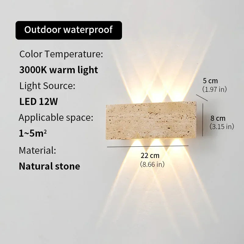 Wabi-sabi LED Wall Lamp Garden Light Stone IP65 Outdoor Waterproof Bedside Retro Sconces Lighting Fixture Home Decoration Indoor