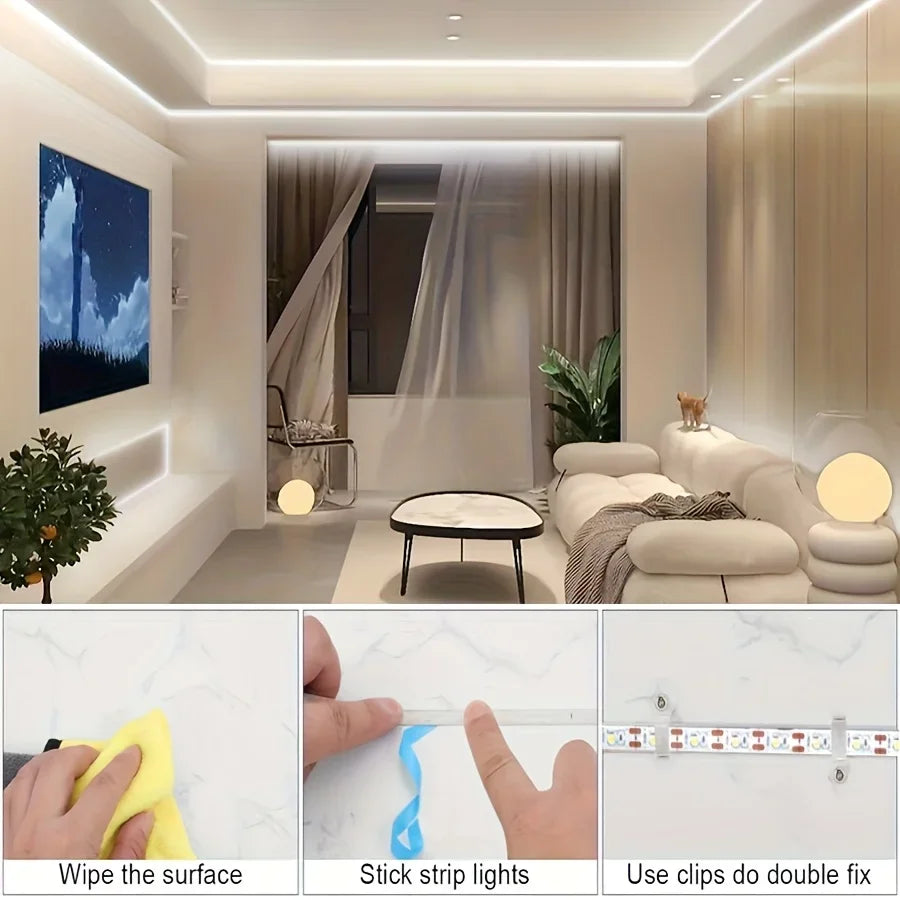 5V USB LED Strip Light Flexible Cuttable Light with Adhesive White/Warm White for TV Backlight Cabinet Bedroom Home Decoration