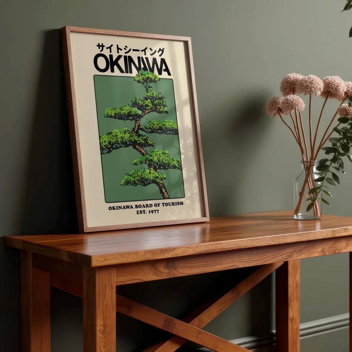 Japanese Okinawa Bonsai Tree Canvas Print Poster Japandi Vintage Travel Abstract Art Prints Bedroom Wall Art Home Decor Poster