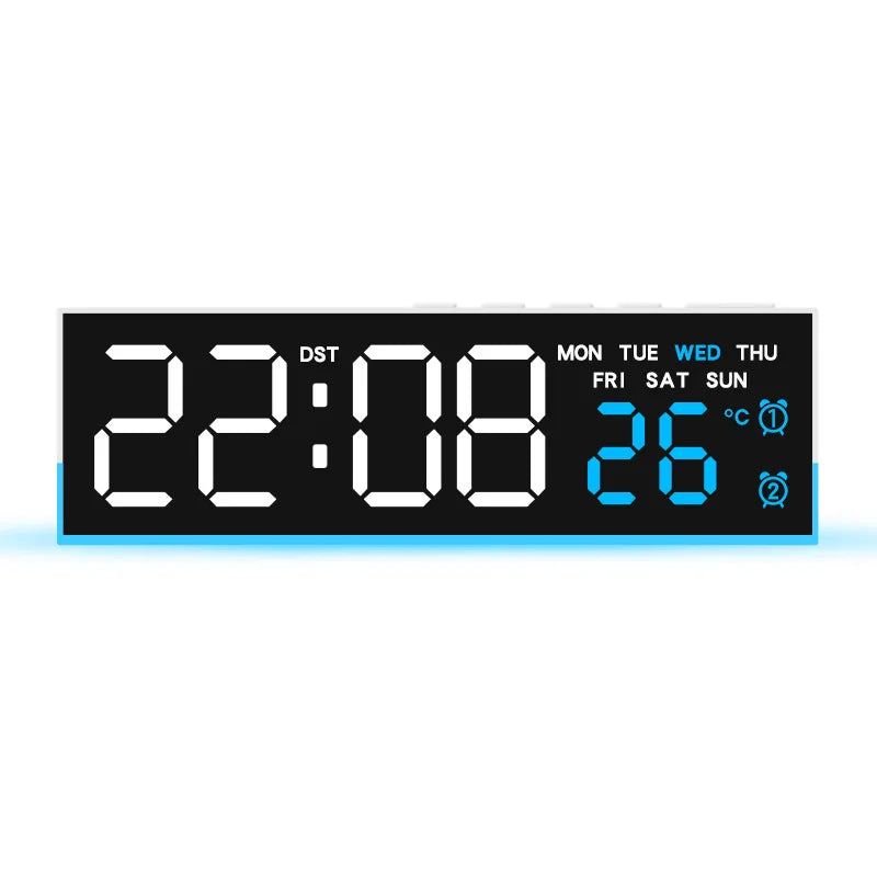USB Powered Digital Alarm Clock with Mood Light TEMP  Date Week 2 Alarms Auto Dimmable Snooze Table Clock 12/24H DST LED Clock