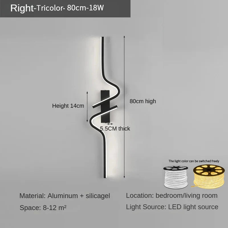 Modern Creative Strip Led Wall Light Minimalist Bedroom Bedside Wall Sconce Led Lights Living Room TV Sofa Background Wall Lamp