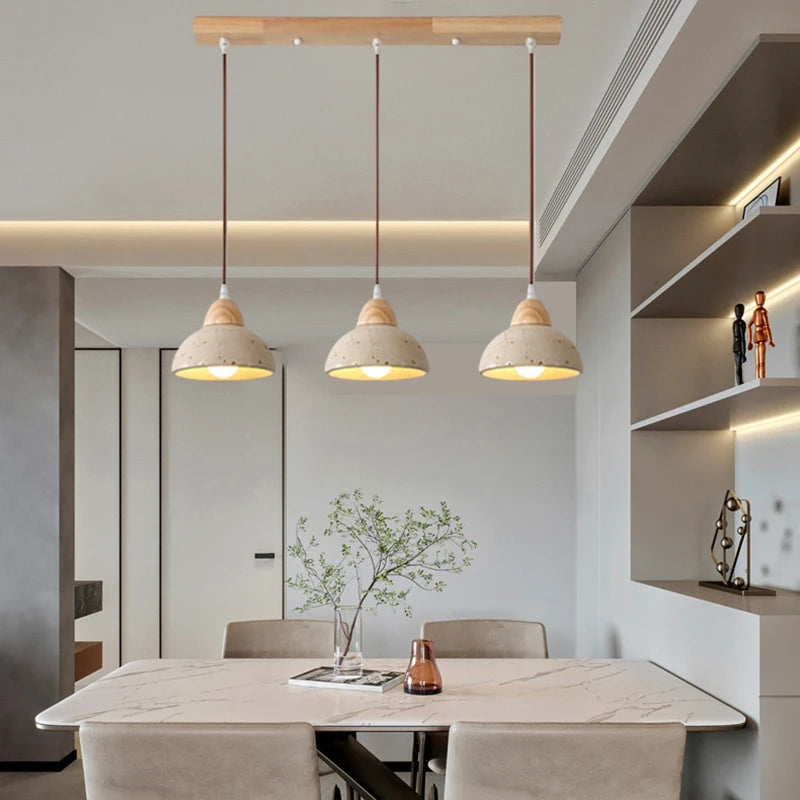 Japanese Vintage Stone Wood LED Decor Pendant Light Home Dinning Room Villa Bedroom Foyer Lighting Fixtures