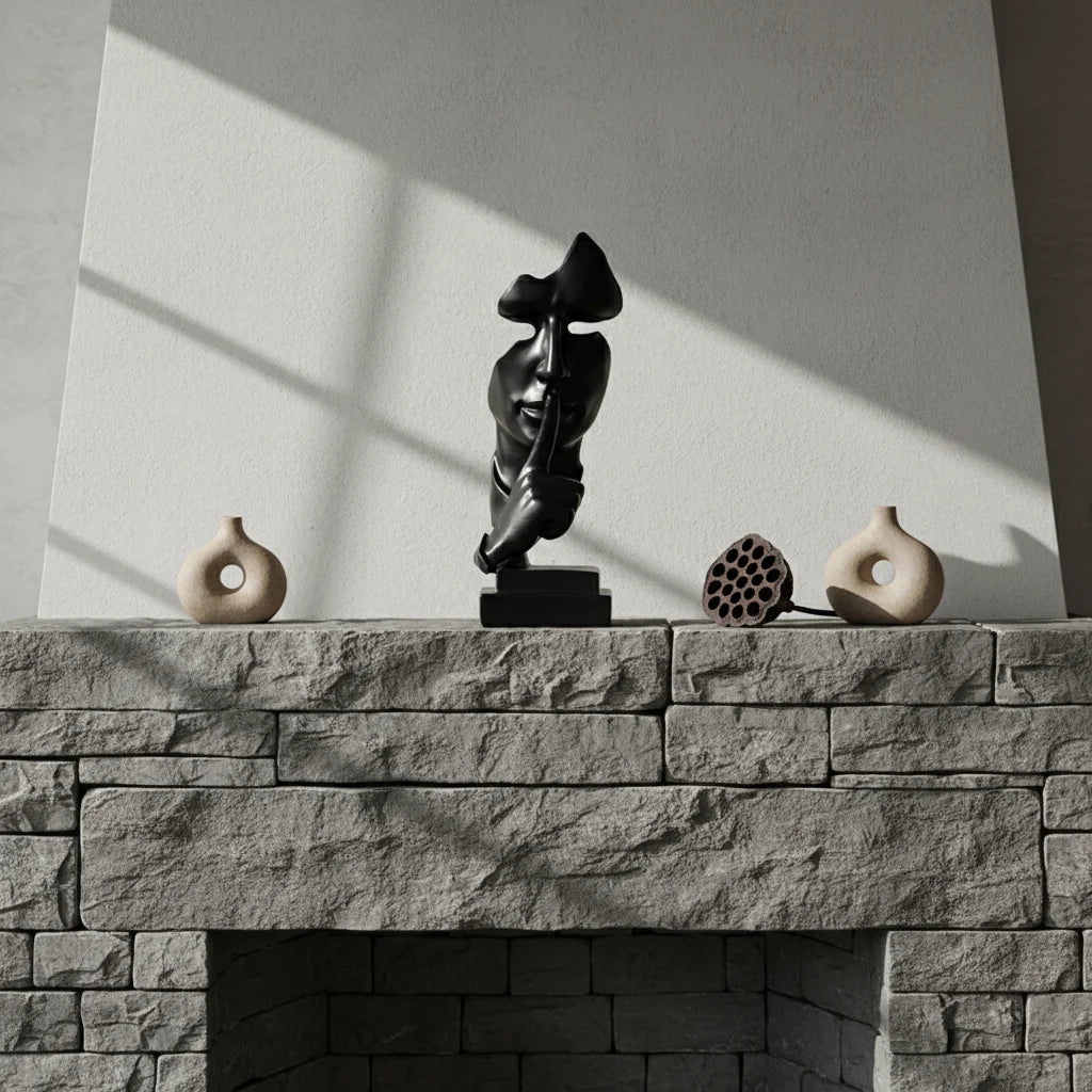 VILEAD 27cm Silent Is Golden Glossy Black Decorative Figurine Resin Modern Zen Artistic Statuette Home Office Interior Decor
