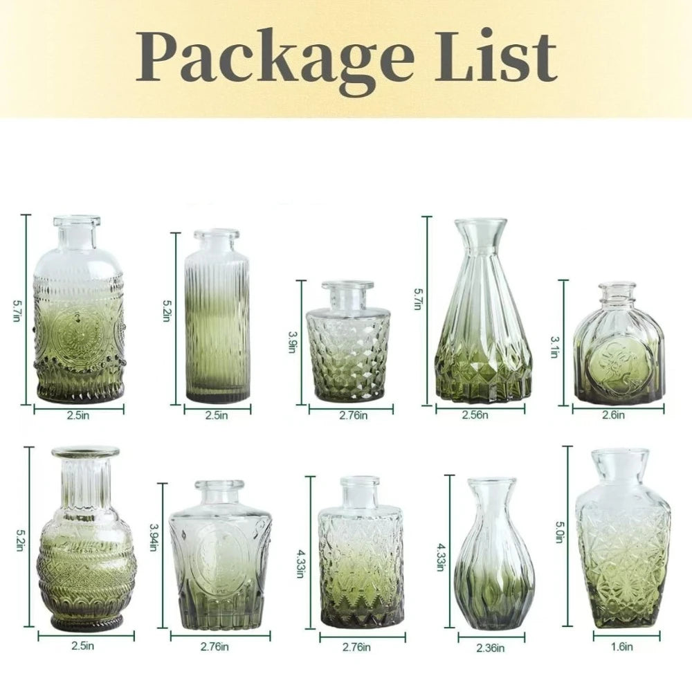6pcs Vintage Vase Glass Hydroponic Flower Planter Small Vase Glass for Centerpieces Home Office Soft Decoration Wedding Decor