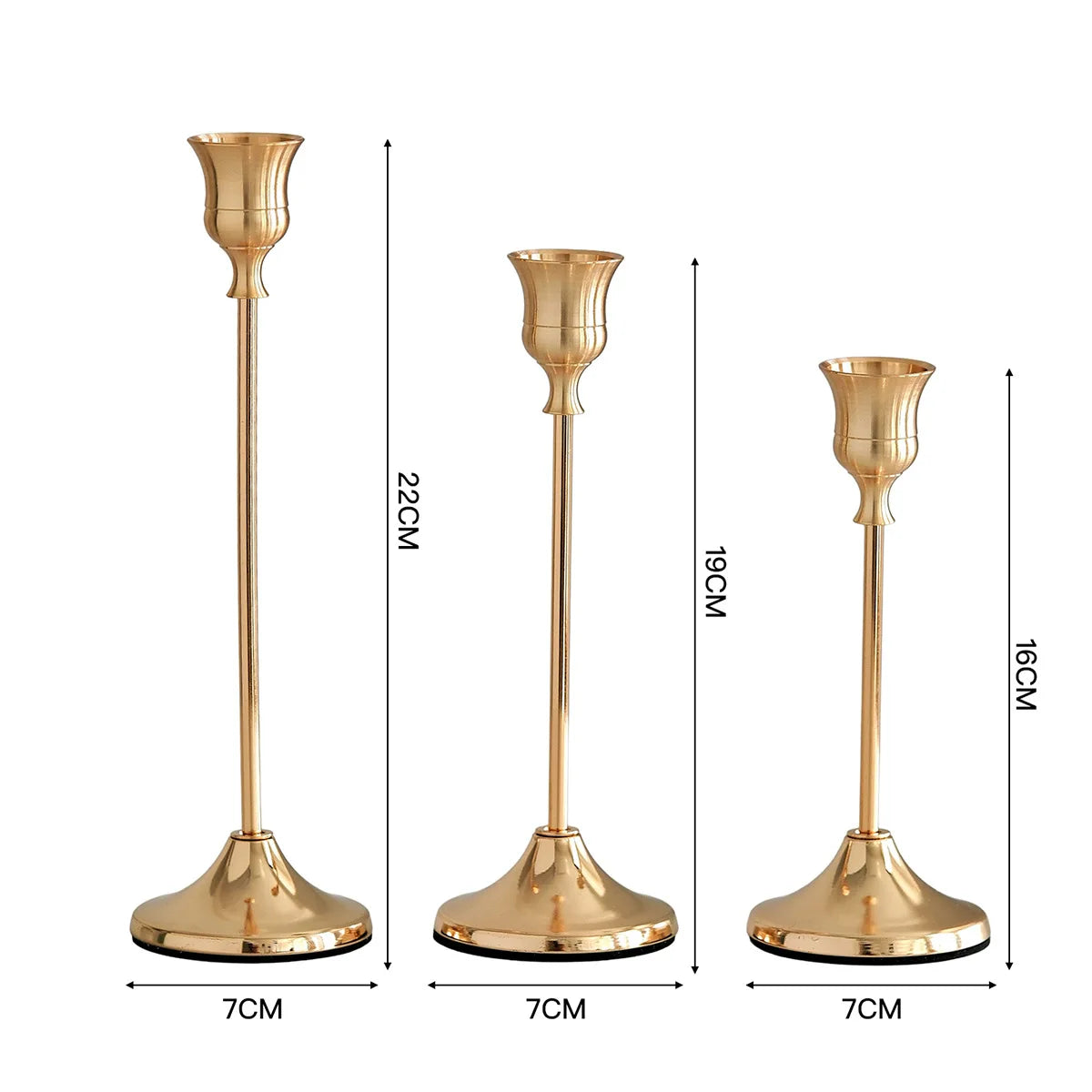 3PCS Nordic Gold Candlestick Holders, Vintage Decoration, Suitable for Weddings, Parties, Festivals and Anniversaries