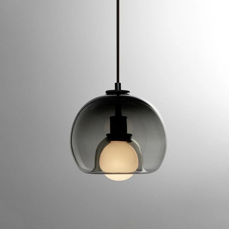 Glass LED chandelier bar living room dining table kitchen bar counter bedroom modern grey art pendant light