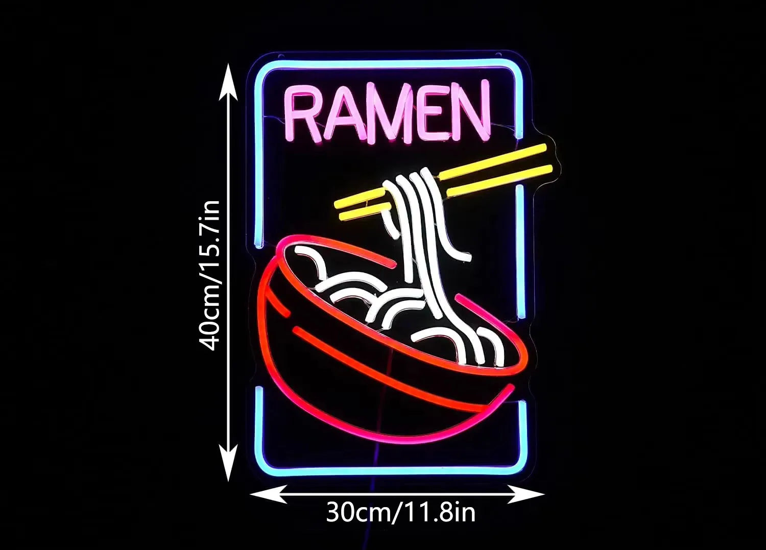 USB Dimmable Ramen Bowl Neon Sign with Noodles and Chopsticks LED Light for Japanese Restaurant Kitchen Decor Vibrant Wall Art