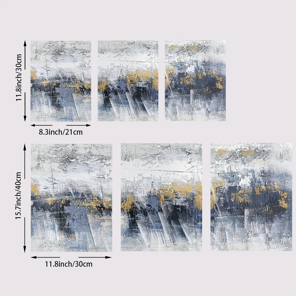 Blue Gold Abstract Prints