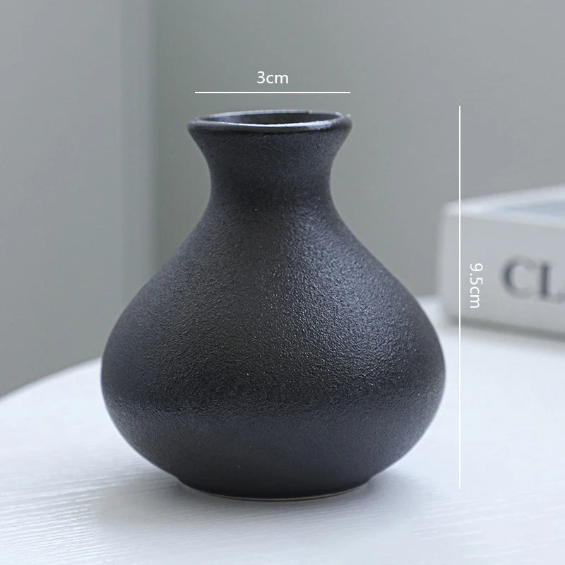 5Pcs Black Ceramic Vase Set Modern Minimalist Matte Flower Vases for Home Deco Living Room Table Centerpiece Wedding Party Decor