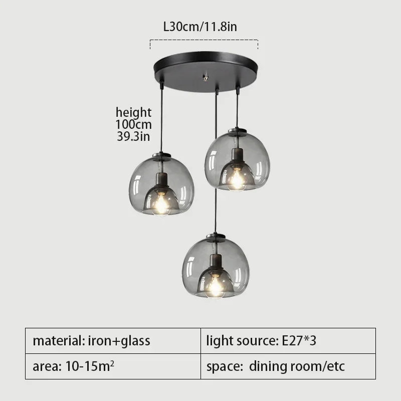 Grey Glass Pendant Light
