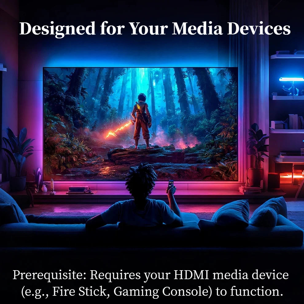 WACUAAO LED HDMI Sync TV Backlight for PS5/Apple TV/Fire Stick, Immersive Gaming Light Strip, Works with External TV Boxes ONLY