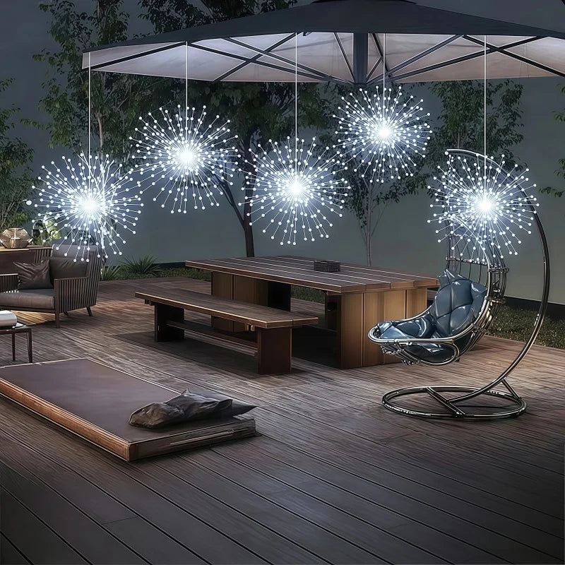 4/5pcs Solar Hanging Firework Lights for Eaves Solar Powered with Light Sensor Control Outdoor Garden Yard Decorative Lights
