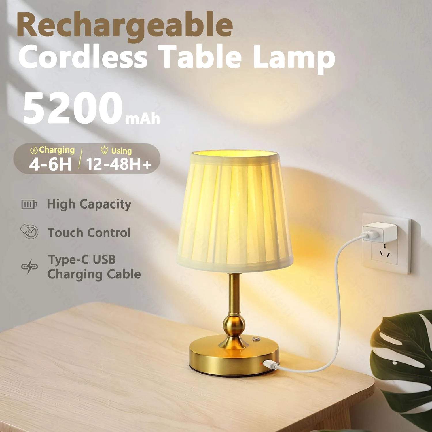 Wireless Table Lamp LED Touch Sensor Desktop Night Light Rechargeable Reading Lamp For Restaurant Hotel Bar Bedroom Decor Light