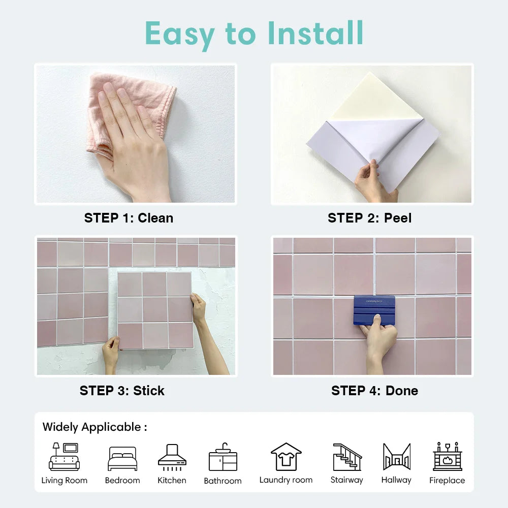 1/10pcs 3D Tile Sticker, Self-adhesive Wall Panel Peel and Stick Tiles, Backsplash for Kitchen Bathroom Wall Sticker