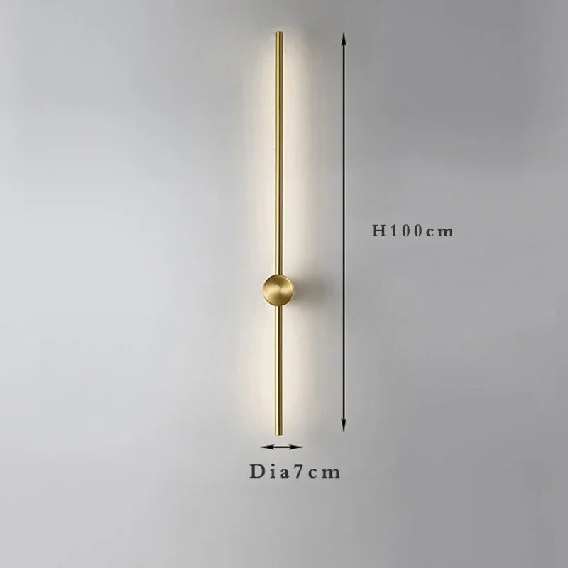 2026 Linear LED Wall Lamp 100cm120cm Modern Minimalist Gold White Sconce for Bedroom Bedside Living Room Corridor Decor