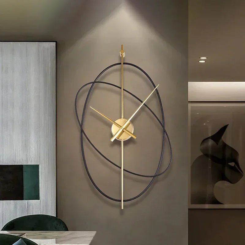 2025 Simple Iron Wall Clock Metal Oval Clocks Wall Home Decor Modern Design Art Silent Clock Paint Craft Living Room Decoration