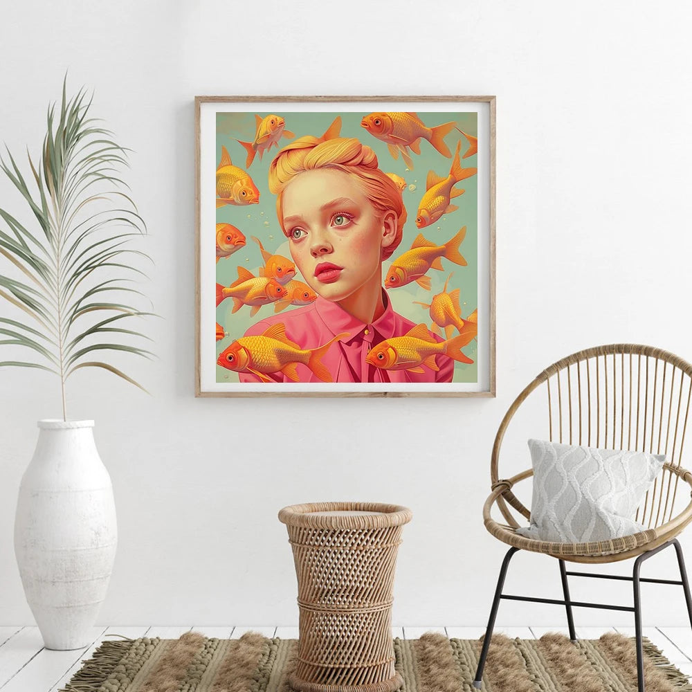 Mirjam Duizendstra's Artwork Surrealism Color Art Posters Prints Mysterious Aesthetic Woman Portrait Canvas Painting Home Decor