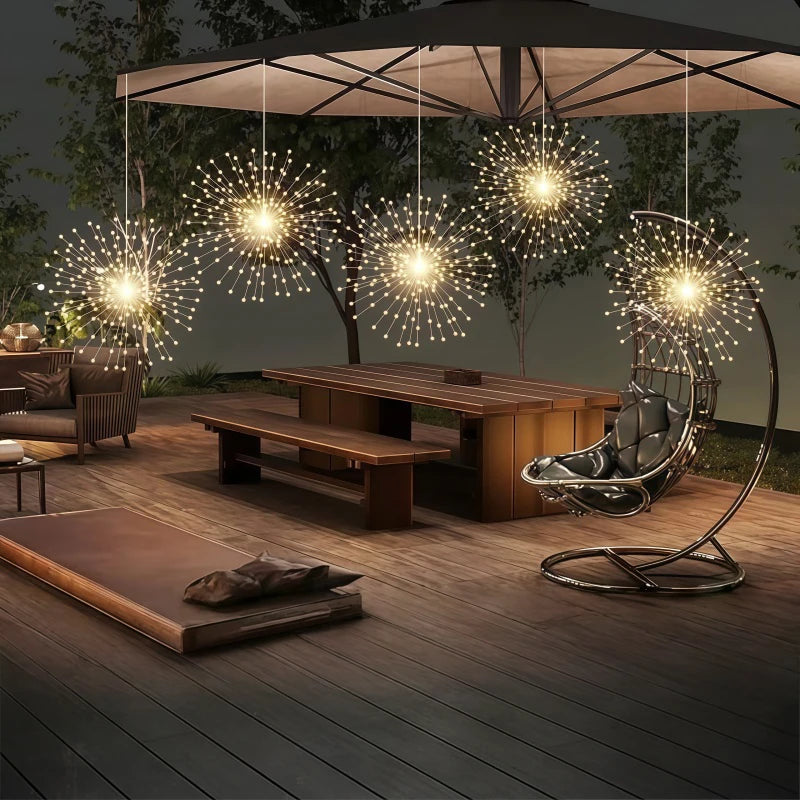 4/5pcs Solar Hanging Firework Lights for Eaves Solar Powered with Light Sensor Control Outdoor Garden Yard Decorative Lights