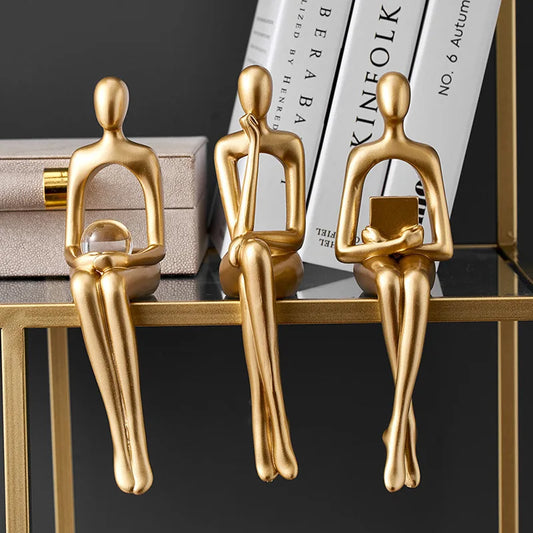 Gold Thinker Sculpture