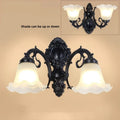 European Wall Lamp LED Sconce Light E27 Retro Metal White Glass Shade For Living Room Home Corridor Indoor Decorative Lighting