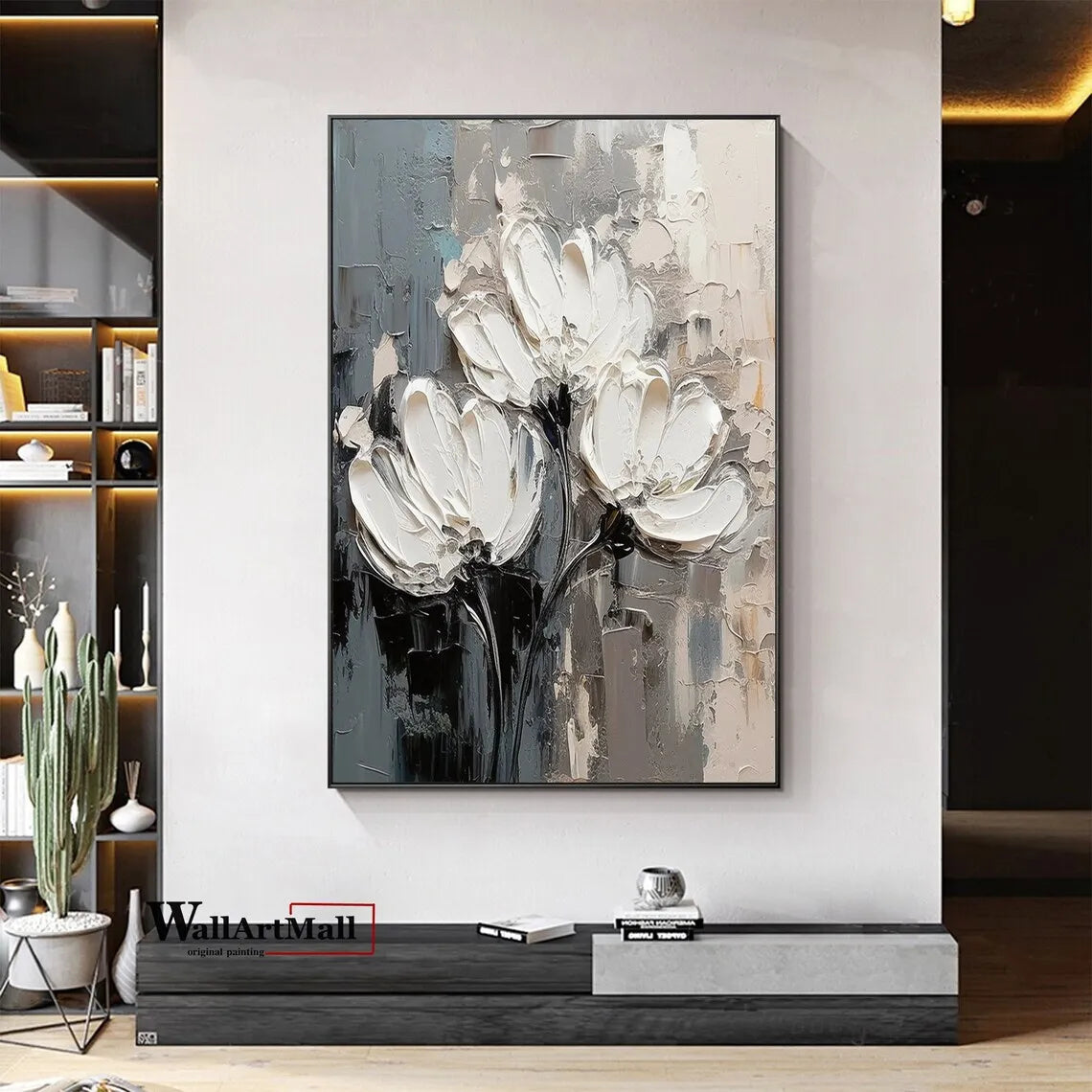 Large Abstract Black and Brown Minimalist Canvas Painting Wabi-sabi Handmade Painting Geometric Painting Gold Texture Wall Art