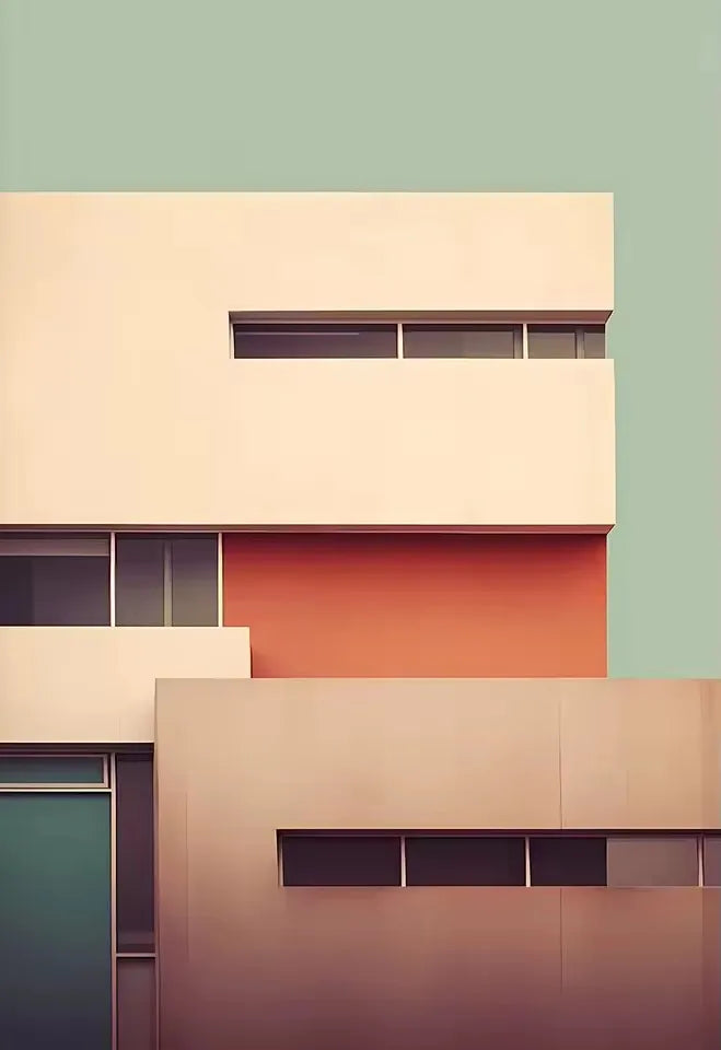 Minimalist Fallingwater House Bauhaus Classic Architecture Abstract Poster Canvas Painting Wall Art Pictures Living Home Decor