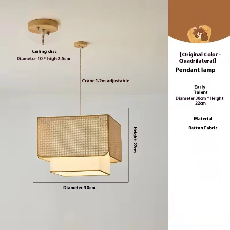 Japanese Wabi Sabi Rattan Pendant Lights Handmade Bamboo Ceiling Chandelier Living Room Dining Restaurant Kitchen Island Light