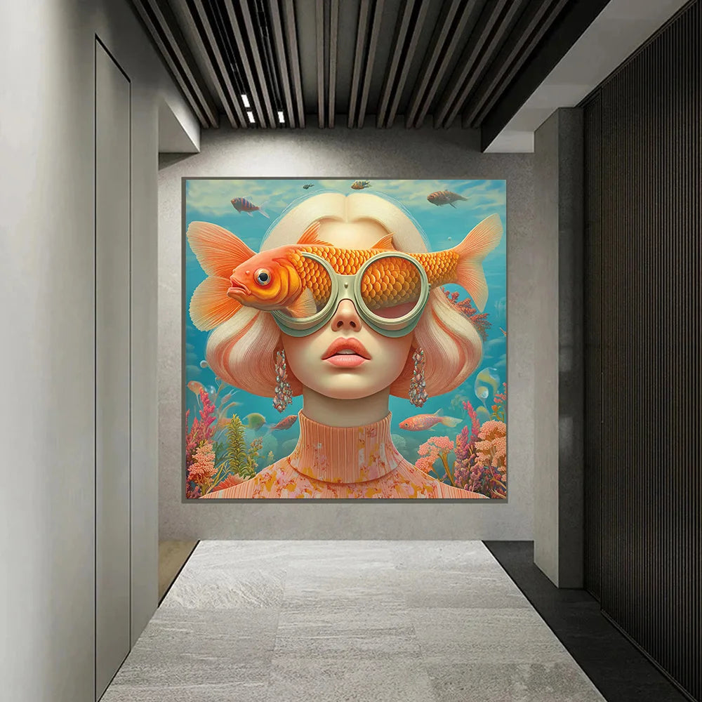 Mirjam Duizendstra's Artwork Surrealism Color Art Posters Prints Mysterious Aesthetic Woman Portrait Canvas Painting Home Decor