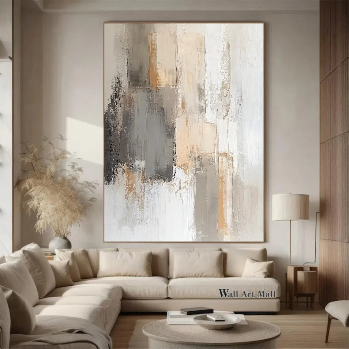 Large Abstract Black and Brown Minimalist Canvas Painting Wabi-sabi Handmade Painting Geometric Painting Gold Texture Wall Art