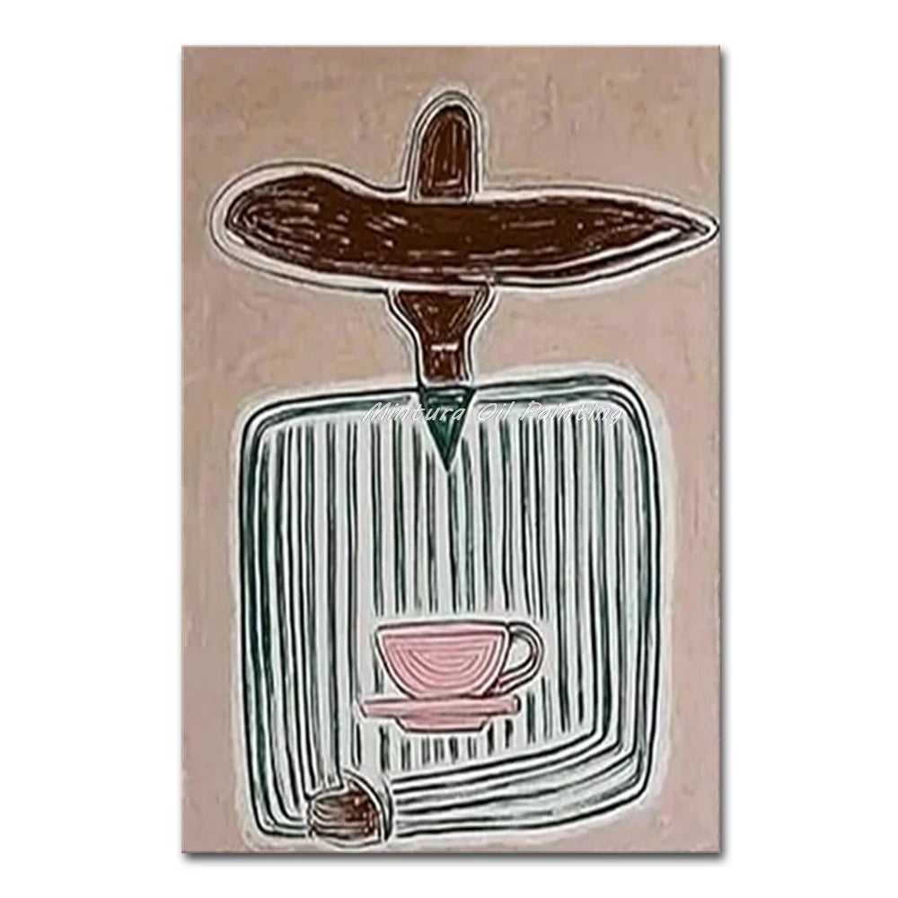 Mintura,Handpainted Cowboy Oil Paintings on Canvas,Modern Home Decoration,Abstract Brown Poster,Wall Art Picture for Living Room