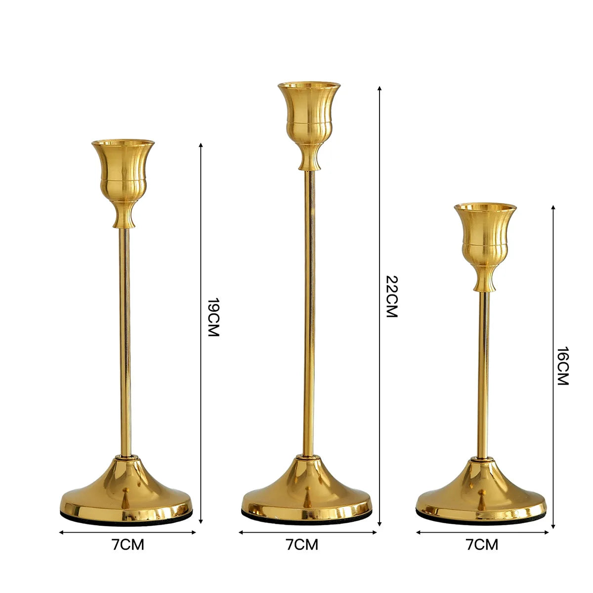 3PCS Nordic Gold Candlestick Holders, Vintage Decoration, Suitable for Weddings, Parties, Festivals and Anniversaries