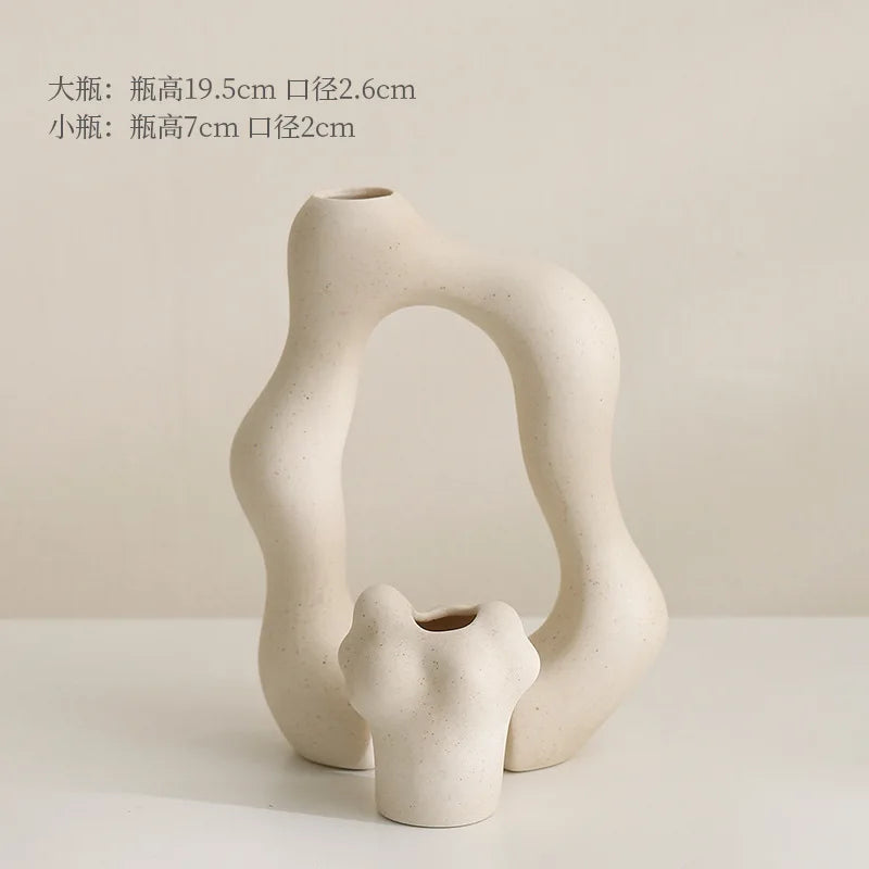 2Pcs/set Ceramic Vase Craftts Decorative Dry Flower Foyer Art Arrangement Home Decor Accessories