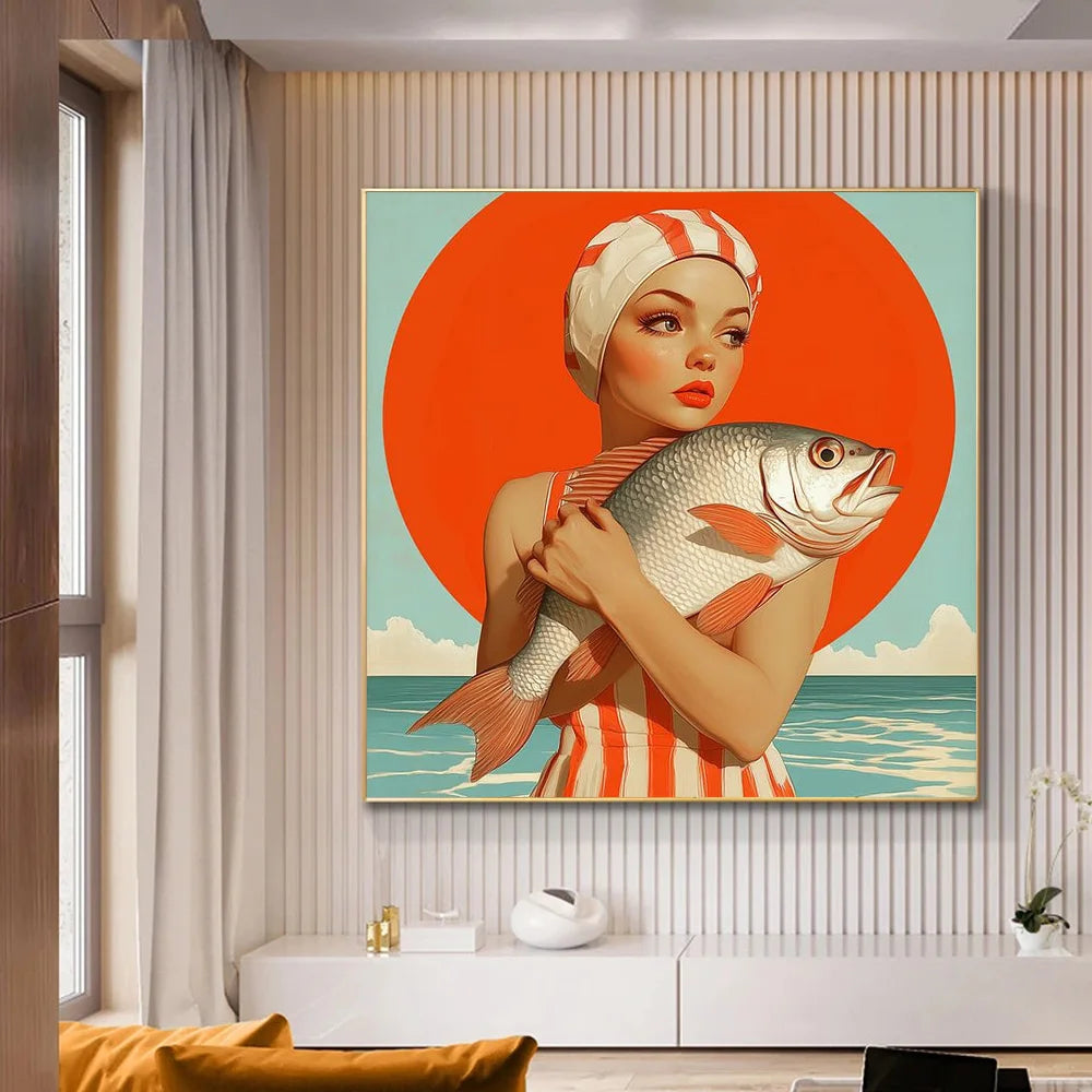 Mirjam Duizendstra's Artwork Surrealism Color Art Posters Prints Mysterious Aesthetic Woman Portrait Canvas Painting Home Decor