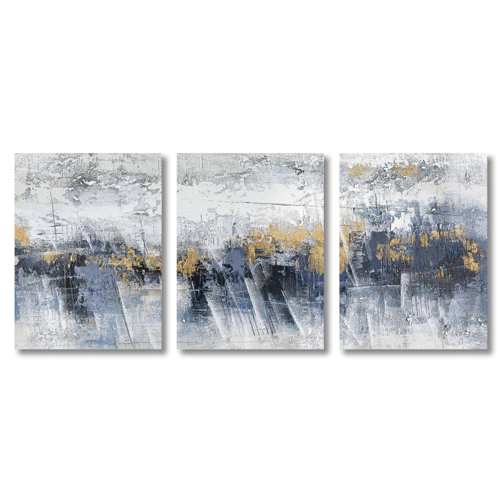 Blue Gold Abstract Prints