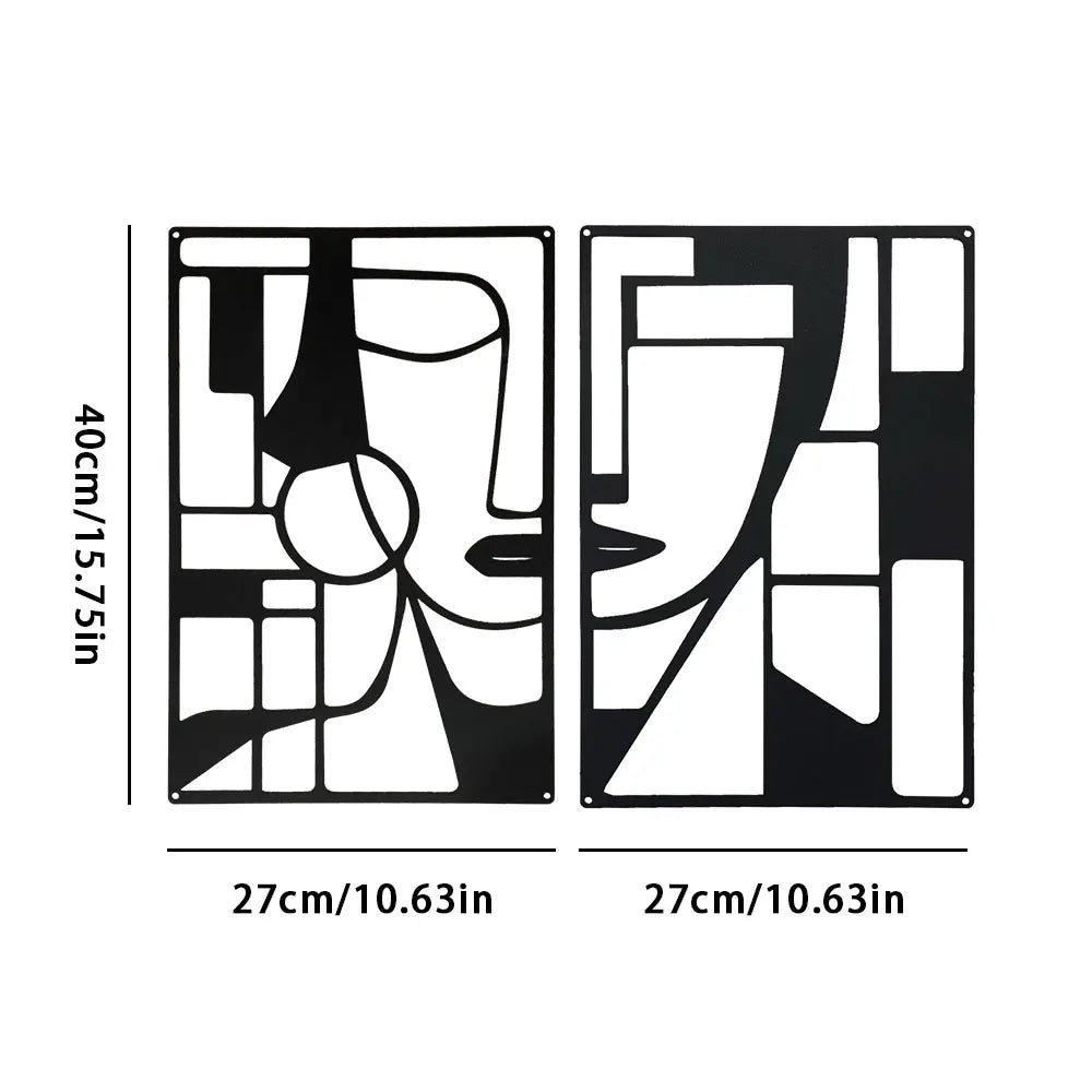 Violaura Abstract Metal Wall Art - Easy to Install Hanging Geometric, Lines, Shapes, Artistic, Bedroom, Blacksmith, Handcrafted