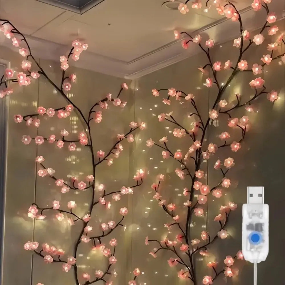 1PC 72/96/144LED Cherry Blossom Tree Lights USB Powered Dimmable LED Artificial Flower Branch Lamp for Bedroom Wedding Party