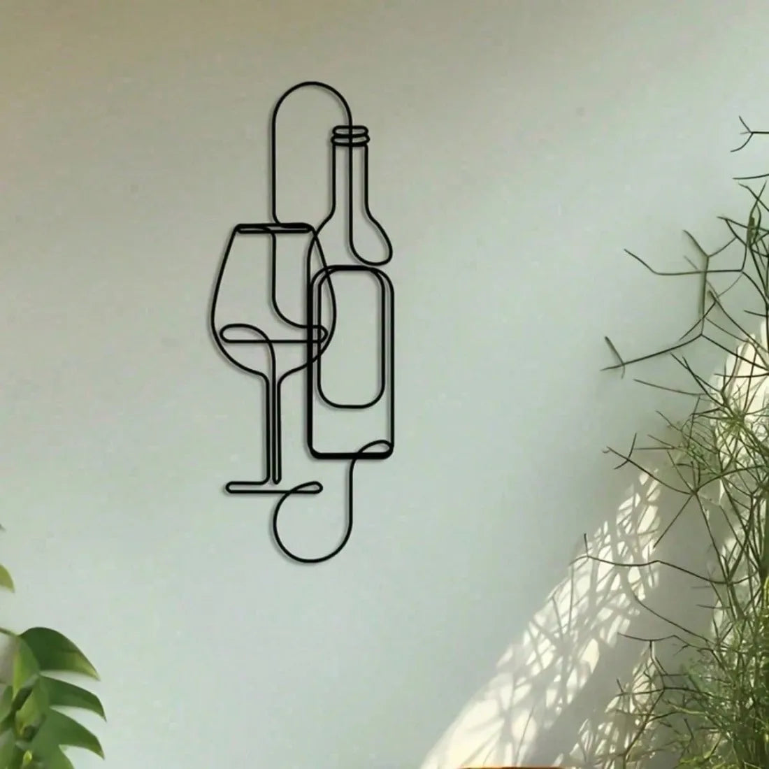 ModBar Iron Wine Rack Wall Mounted，Modern Black Metal Holder for Living Room Dining Room，Minimalist Home Decor Art Gift