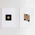 2pcs Modern Wabi-Sabi Geometric Frameless Posters White, and Gold Abstract Frameless Canvas for Home, Bedroom, and Office Decor