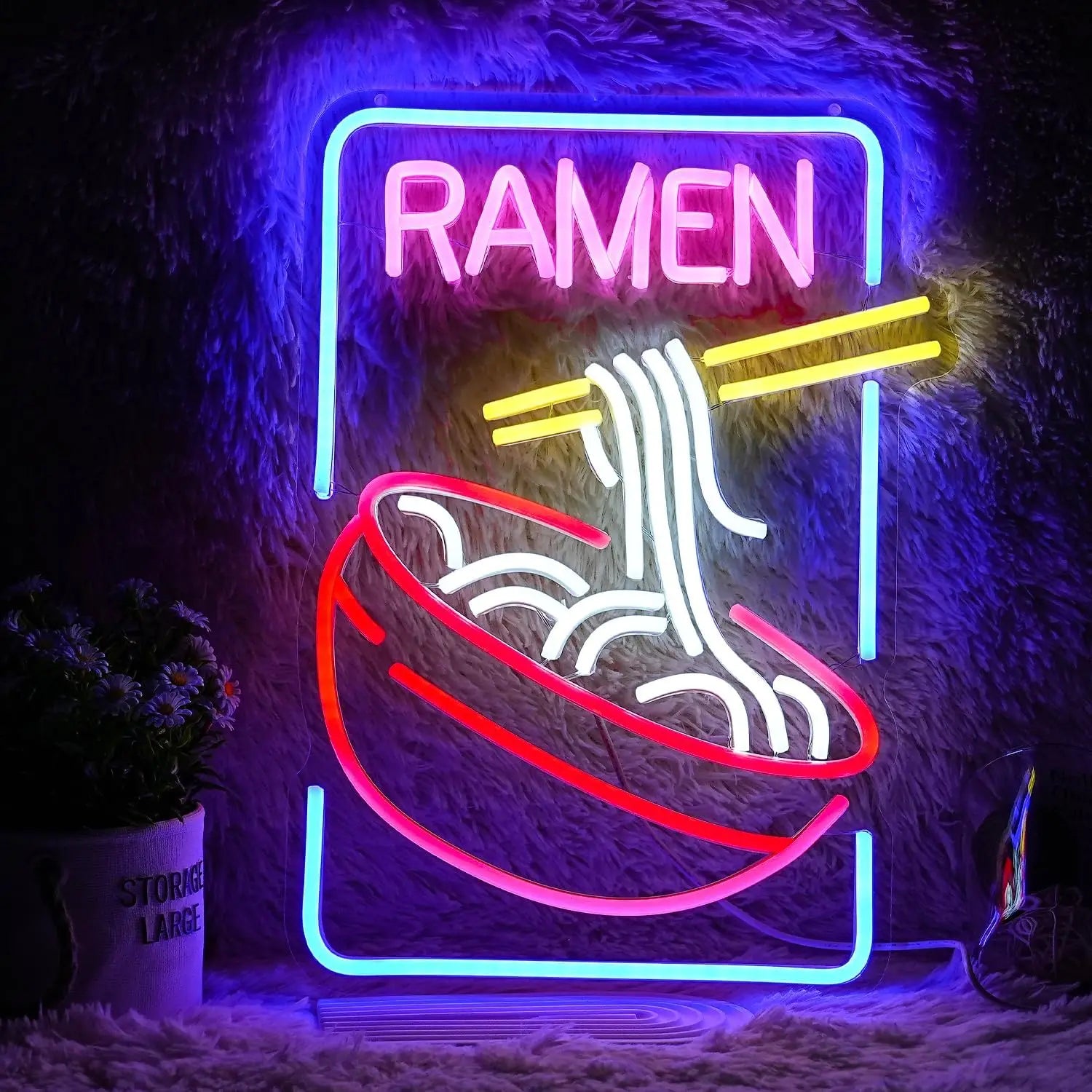 USB Dimmable Ramen Bowl Neon Sign with Noodles and Chopsticks LED Light for Japanese Restaurant Kitchen Decor Vibrant Wall Art