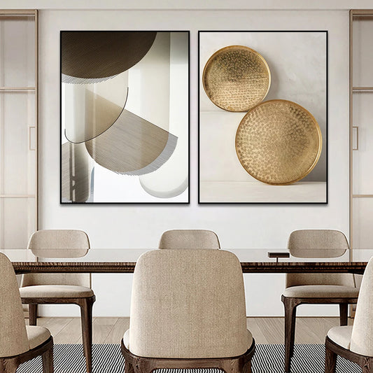 Beige Gold Geometric Posters