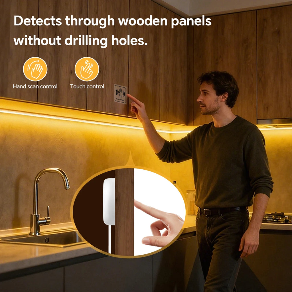 24V Cuttable Neon COB LED Strip Light Dimmable Motion Sensor Hand Scan Touch Dimming Tape Lamp Bedroom Kitchen Cabinet Decor