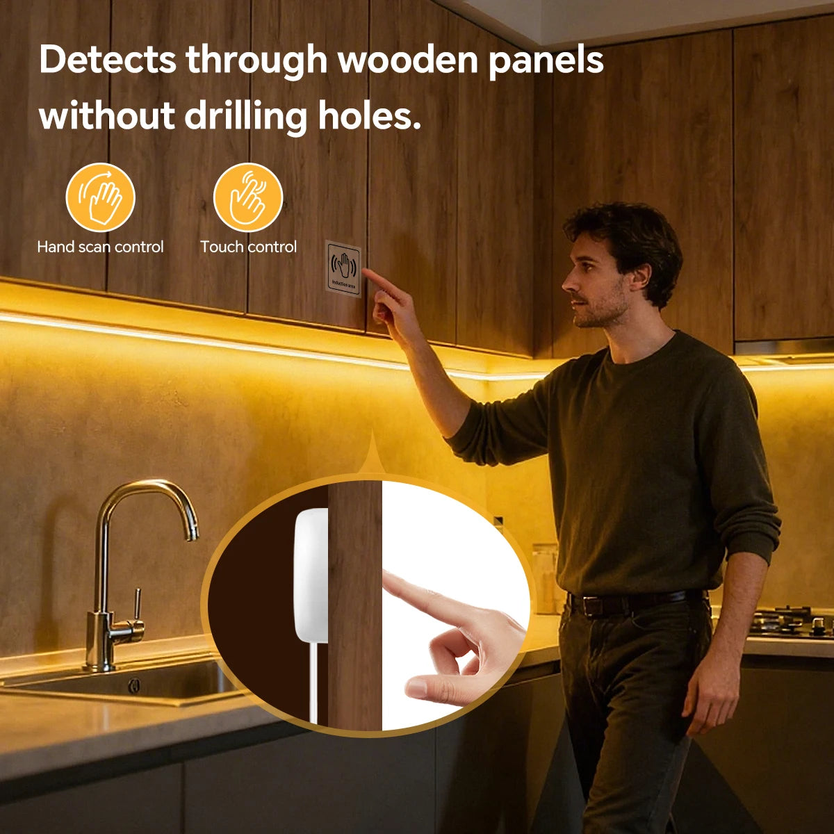 24V Cuttable Neon COB LED Strip Light Dimmable Motion Sensor Hand Scan Touch Dimming Tape Lamp Bedroom Kitchen Cabinet Decor