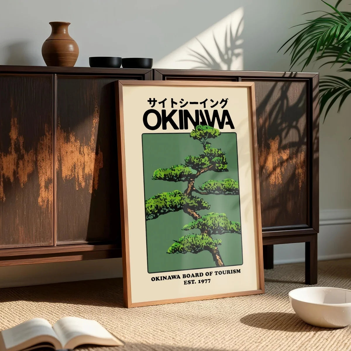 Japanese Okinawa Bonsai Tree Canvas Print Poster Japandi Vintage Travel Abstract Art Prints Bedroom Wall Art Home Decor Poster