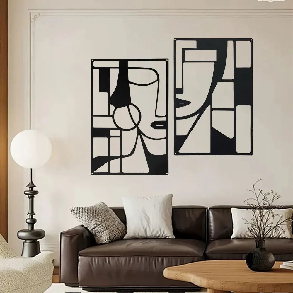 Violaura Abstract Metal Wall Art - Easy to Install Hanging Geometric, Lines, Shapes, Artistic, Bedroom, Blacksmith, Handcrafted