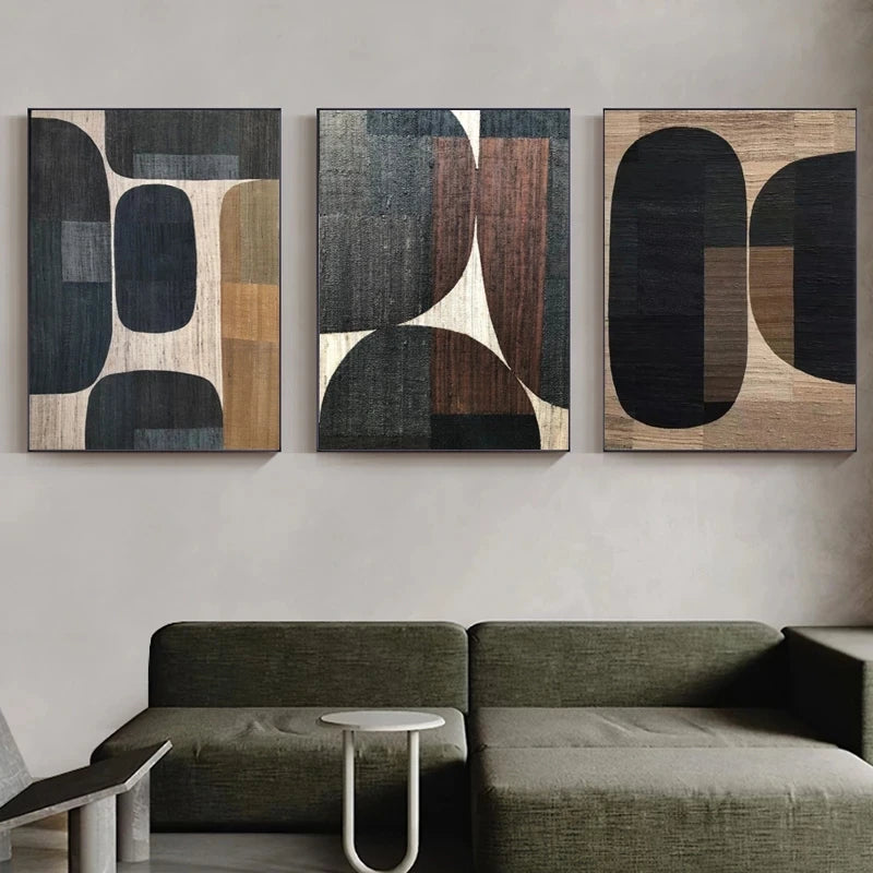 Abstract Retro Black Geometry Canvas Painting Posters and Prints Cuadros Wall Art Picture for Living Room Home Decor Unframed