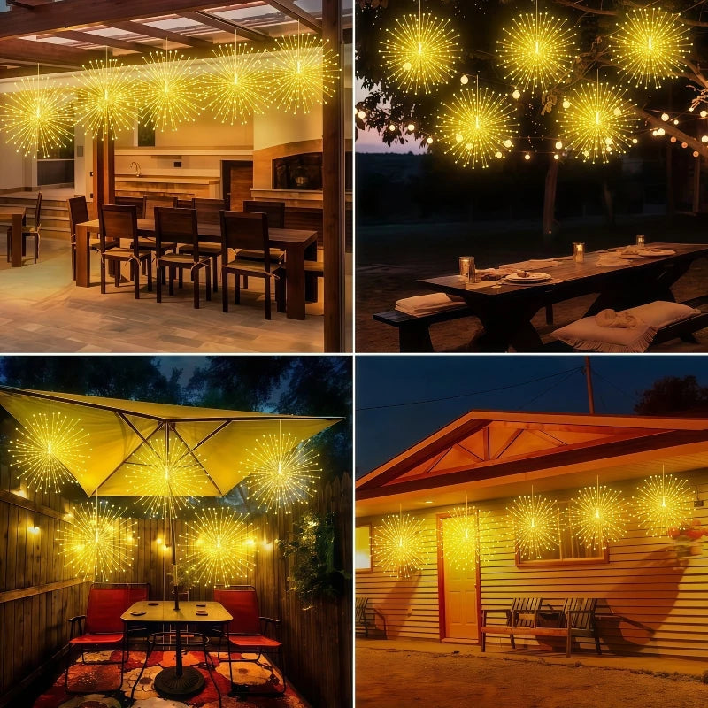 4/5pcs Solar Hanging Firework Lights for Eaves Solar Powered with Light Sensor Control Outdoor Garden Yard Decorative Lights