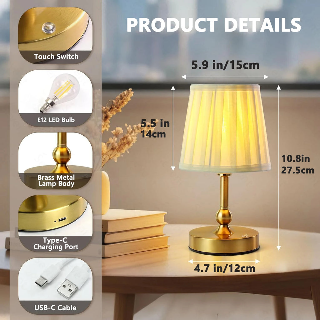 Wireless Table Lamp LED Touch Sensor Desktop Night Light Rechargeable Reading Lamp For Restaurant Hotel Bar Bedroom Decor Light