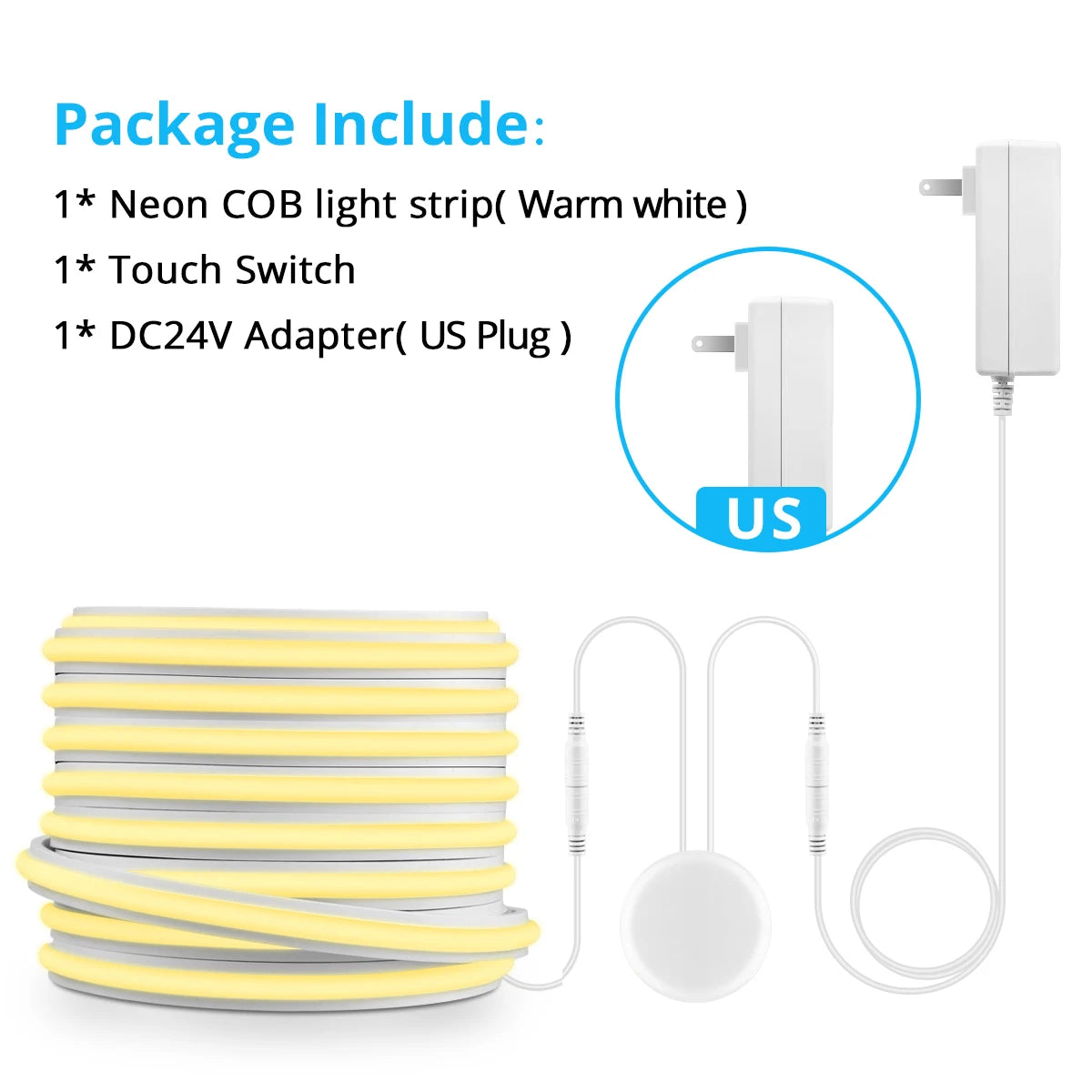 24V Cuttable Neon COB LED Strip Light Dimmable Motion Sensor Hand Scan Touch Dimming Tape Lamp Bedroom Kitchen Cabinet Decor