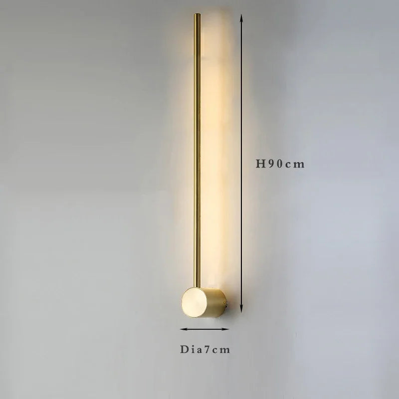 2026 Linear LED Wall Lamp 100cm120cm Modern Minimalist Gold White Sconce for Bedroom Bedside Living Room Corridor Decor